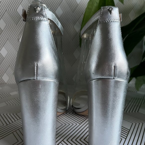 NEW Sam Edelman Yaro Silver Block Heel Sandal Size 10 M - Picture 3 of 5